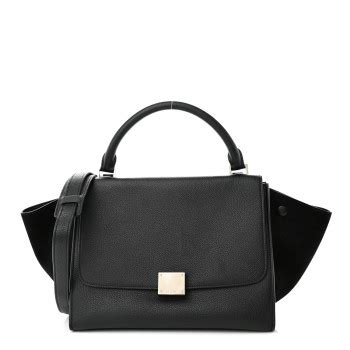 celine trapeze black suede|CELINE Drummed Calfskin Suede Small Trapeze Black.